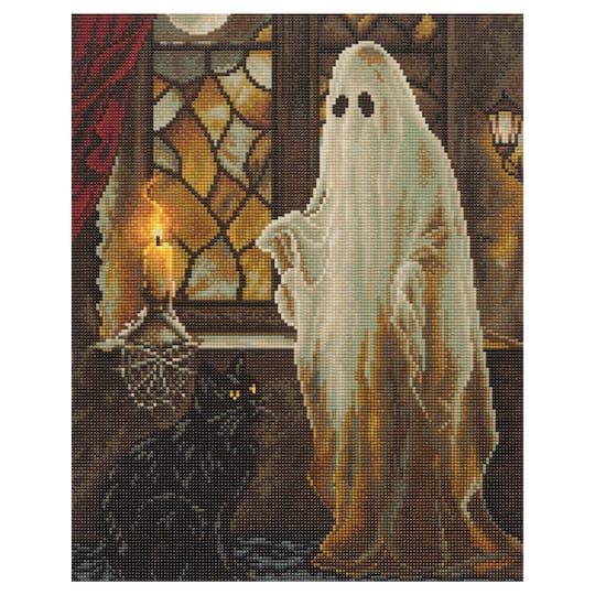 Michaels, 16" x 20" Ghost & Cat Diamond Art Kit by Make Market® – Category: Halloween Diamond Painting Kits